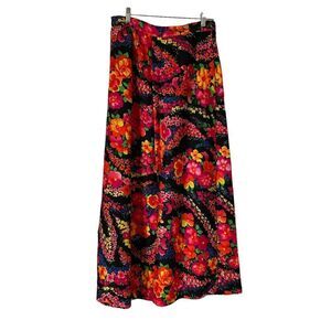 Vintage 60s Skirt Womens Medium Psychedelic Maxi Day Glo Neon Tiki Hippy Lined